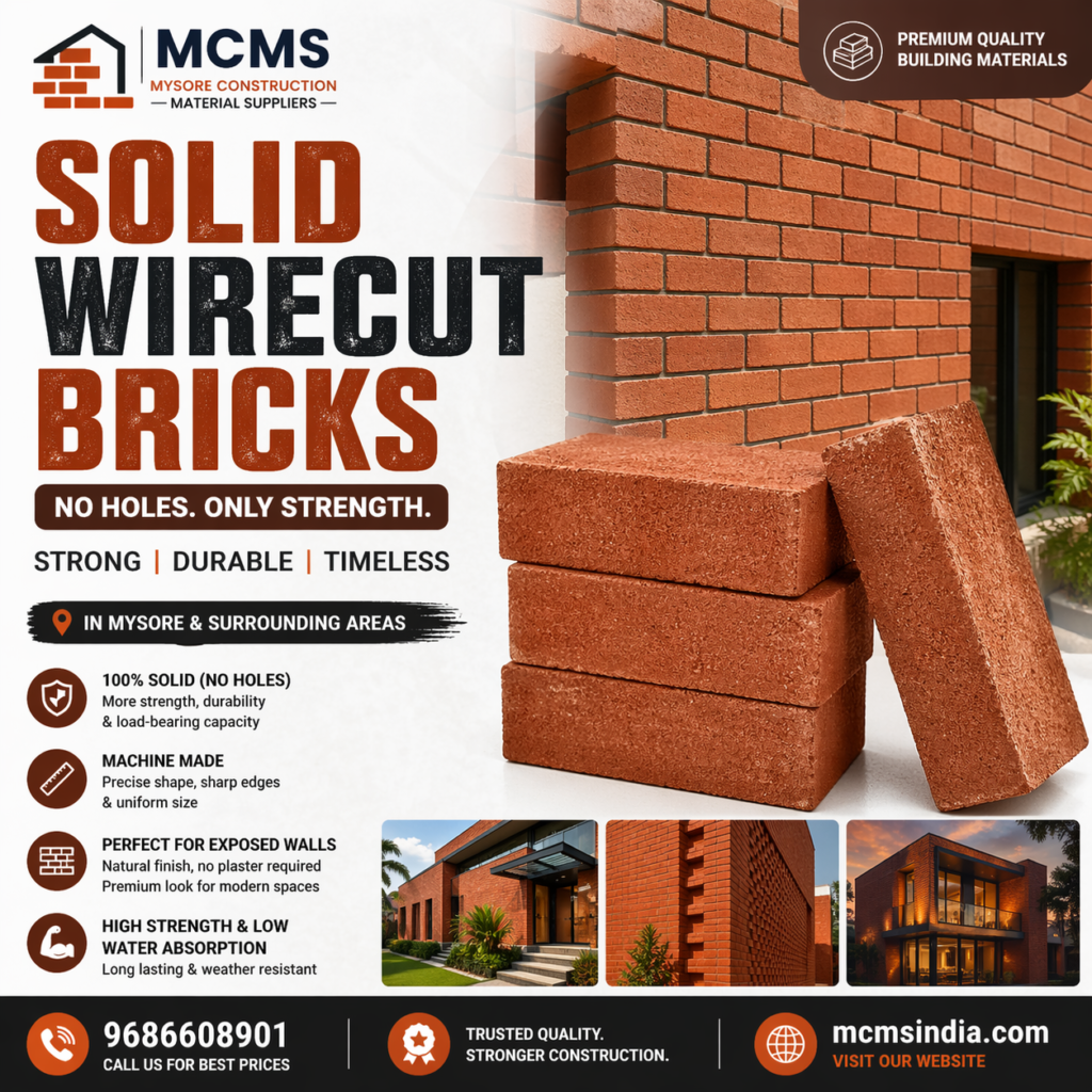 Wirecut Bricks in Mysore for affordable price